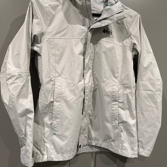 REI Co-Op Rainier Rain Jacket Women's Small Gray Rip Stop Peak 2.5L Full Zip - Picture 5 of 6